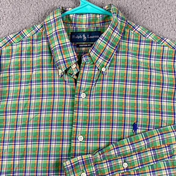 Ralph Lauren Classic Fit Button Down Shirt Men's Large Green Plaid Preppy Causal - Picture 1 of 11
